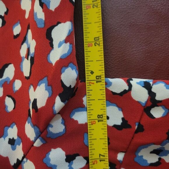 Moma Red Satin Stripe Band and Animal Print Blouse - Picture 10 of 12